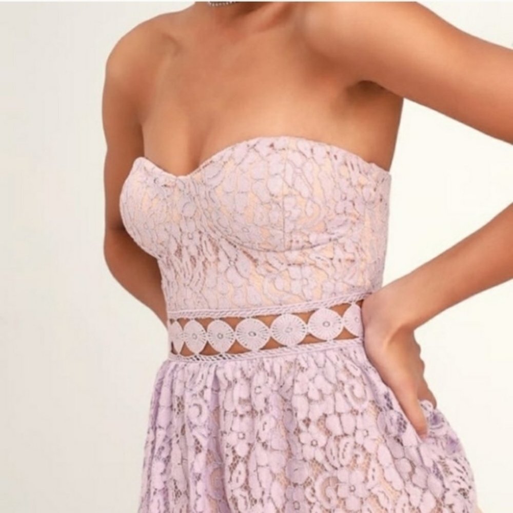 Lulu's Lavender Lace Midi Dress